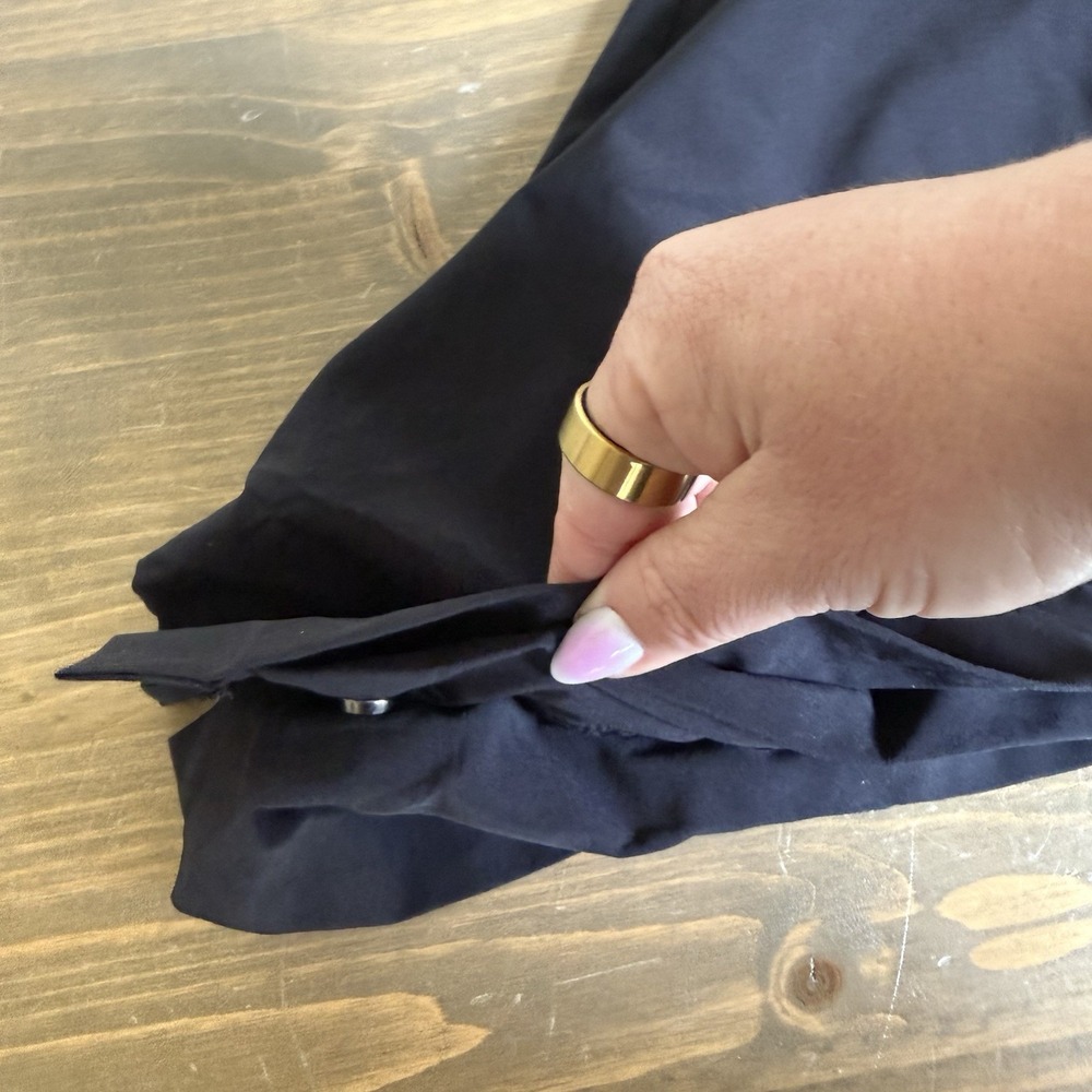 Athleta Womens 16 Black Gramercy Park Trouser Wide Leg Pants Ankle Snaps Bottoms - Picture 9 of 10